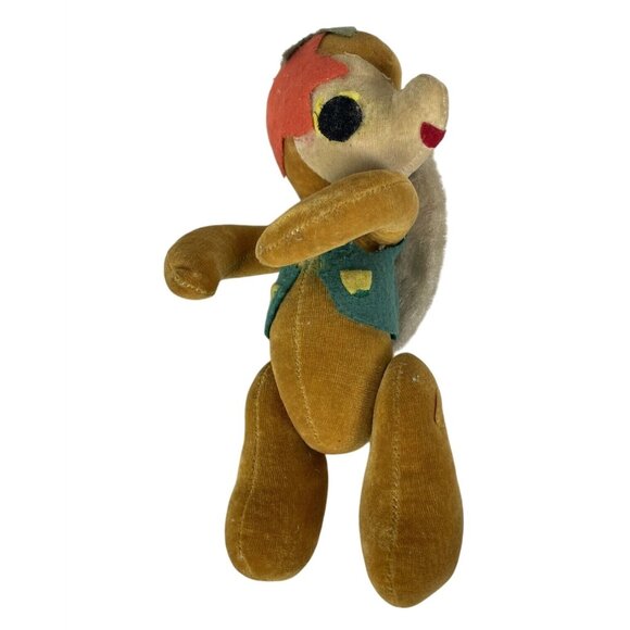 Vintage Squirrel Plush Stuffed Animal Toy Antique Stars On Head Vest Jointed - Picture 6 of 9